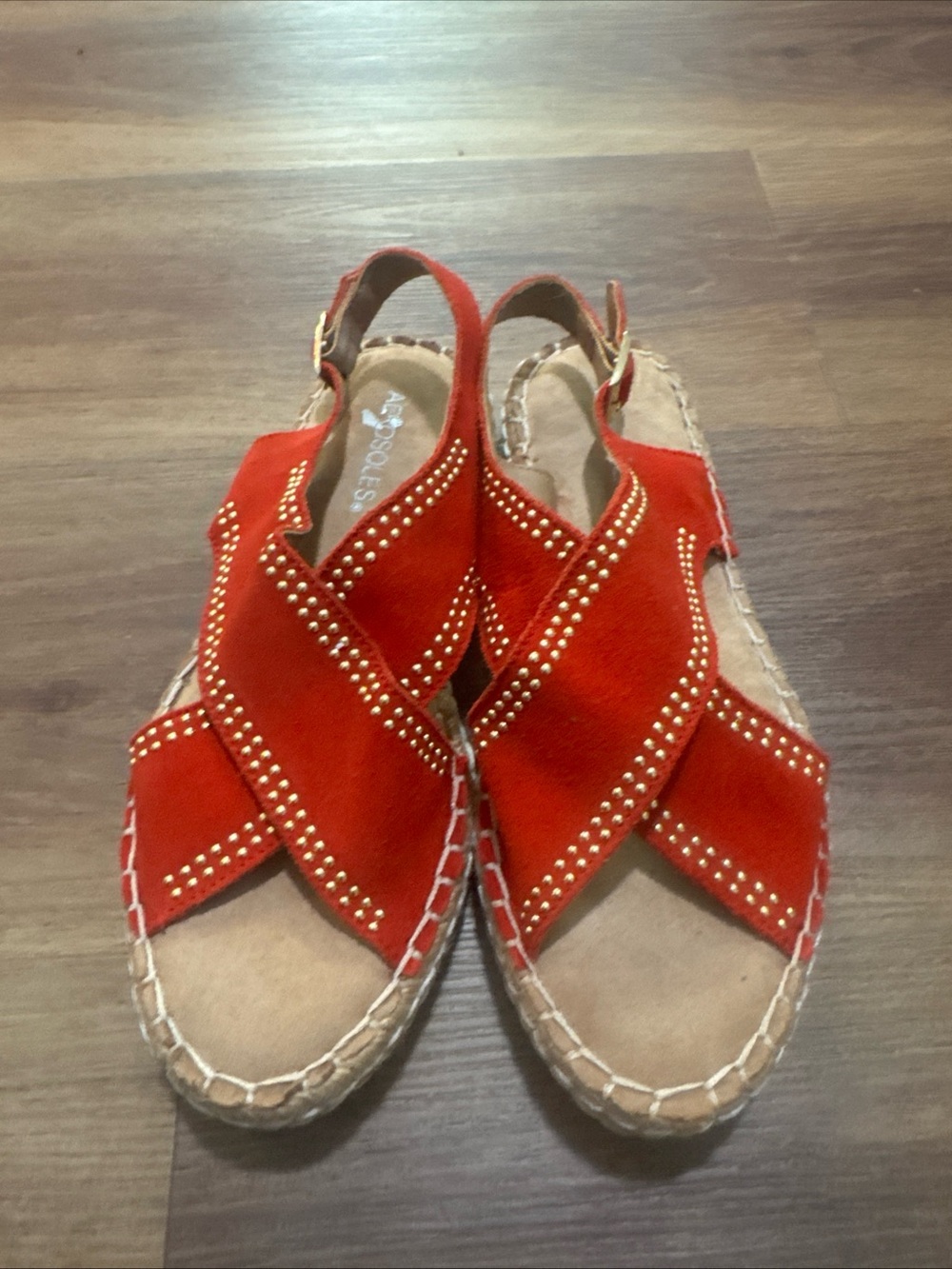 Aerosoles Women Espresso Espadrilles Casual Sandals Size 7.5 Orange Suede